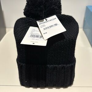UGG Black Knit Beanie with Pom NWT